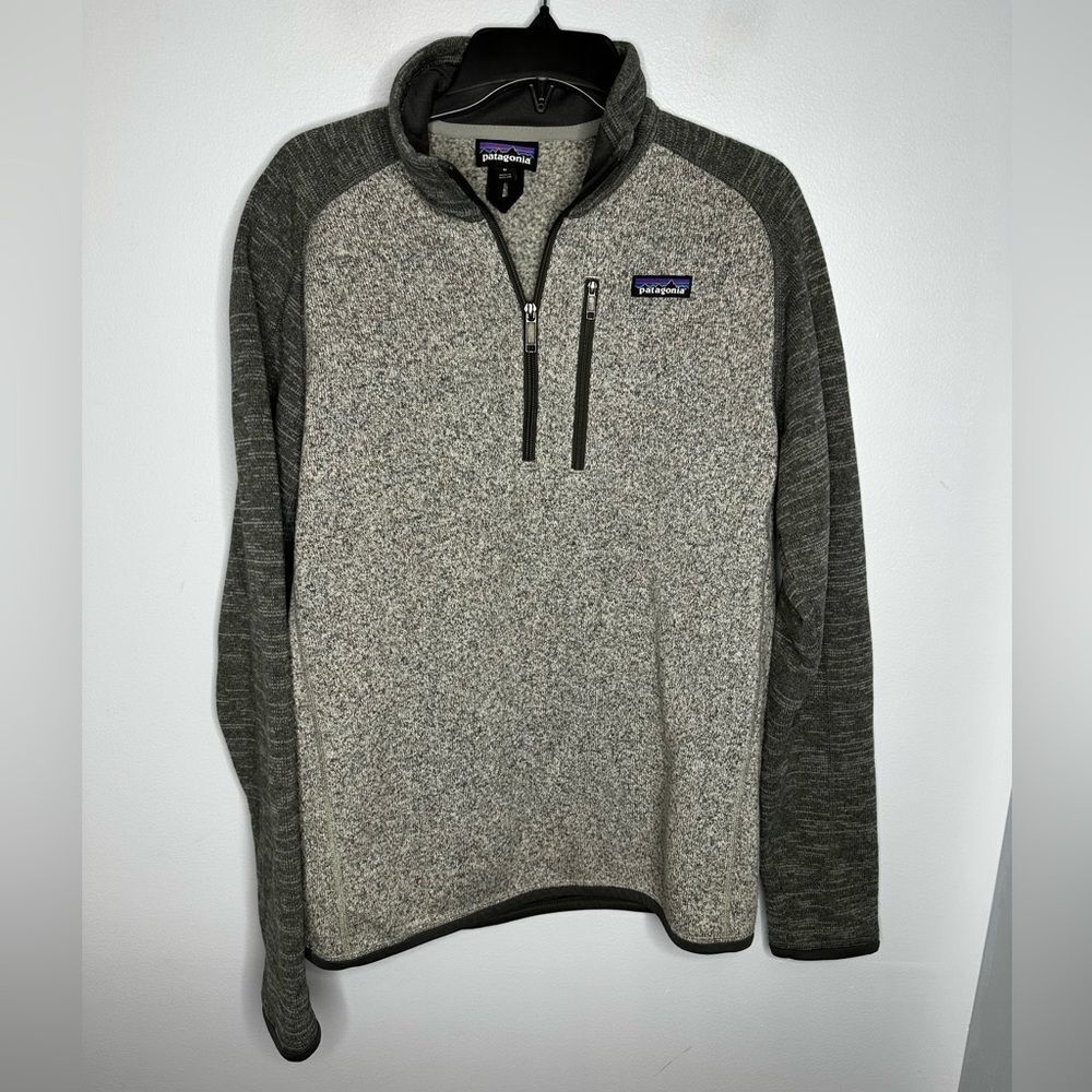 Patagonia Two Tone Gray Fleece Quarter Zip Sweatshirt Men's Medium